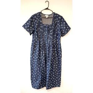 Anna Maxwell Denim Floral Maxi Dress Blue Size 1X(18-20) Short Sleeve